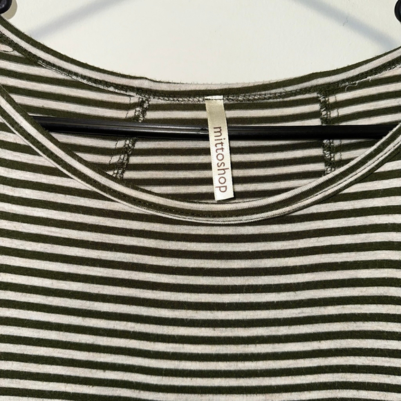 Women's mittoshop Striped Top Size S/M Green and White Oversized - Picture 2 of 12